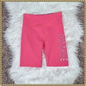 DKNY Sport Pink Rhinestone Logo High Waist Bike Shorts XS